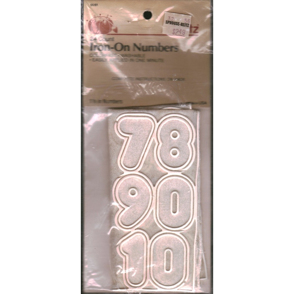 Vintage Dritz Iron On Numbers 24 Count White 1.5 Inch Varsity Jersey Applique